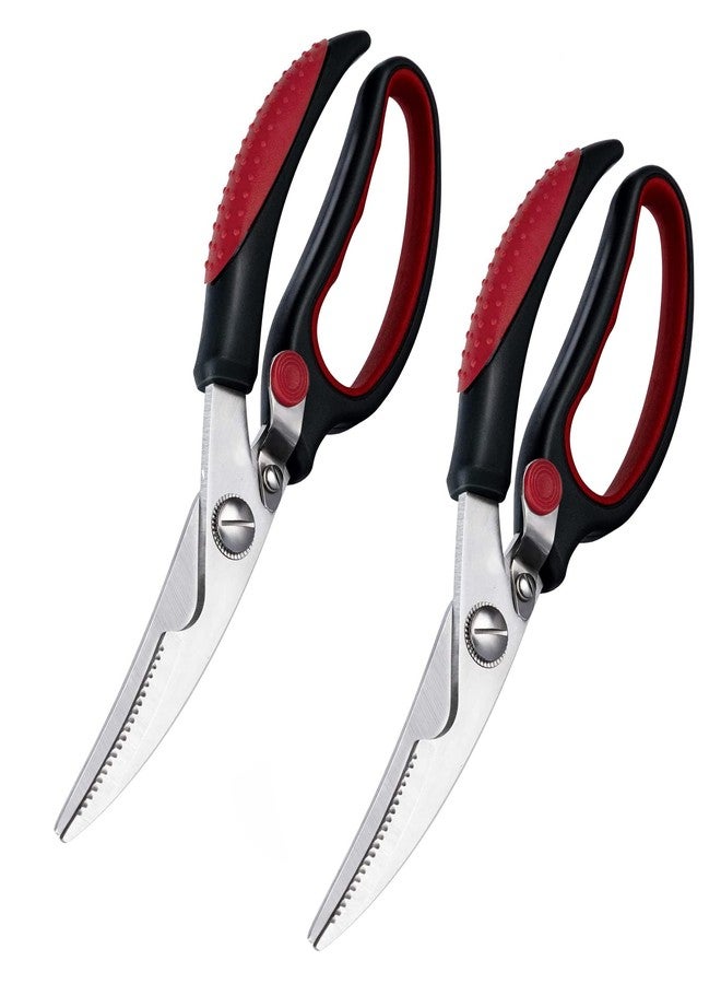 FS COOL Kitchen Poultry Shears : Multipurpose Heavy Duty & Stainless Steel with Safety Lock & Anti-Slip Handles Professional Scissor for Meat, Fish, Chicken, Bone and Much More (2-Piece) - Image 1